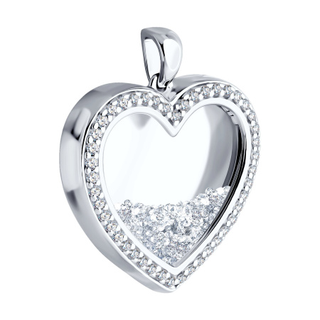 Подвеска из серебра с лейкосапфирами и фианитами «Сердце»