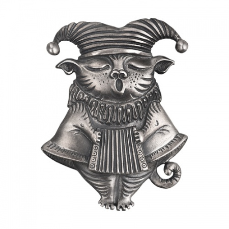 Брошь из серебра «Кот - Гармонист»