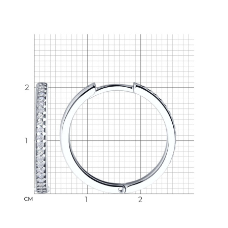 Серебряные серьги-конго с фианитами 2 см