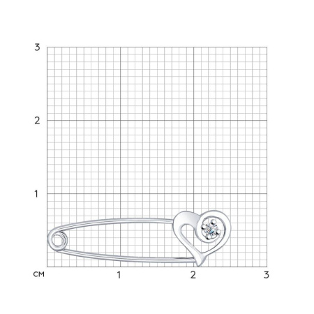 Брошь из серебра с фианитом