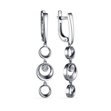 Серебряные серьги с бриллиантом