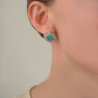 Серебряные серьги с фианитом и ситаллом