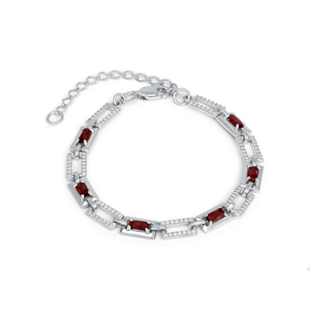 Браслет из серебра с гранатом и фианитами