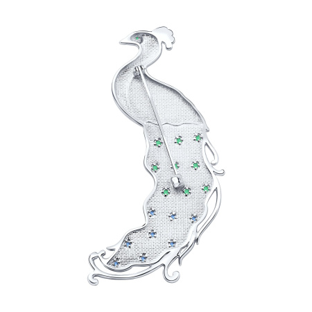 Брошь из серебра с фианитами и эмалью