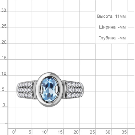 Кольцо из серебра с топазом и фианитами