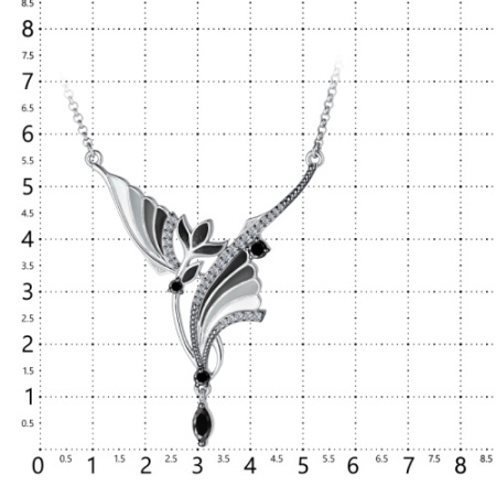 Колье из серебра с фианитами и эмалью