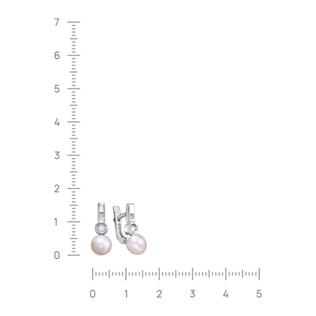 Серьги из серебра с жемчугом и фианитами