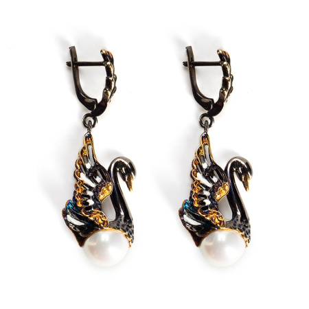 Серебряные серьги «Лебеди»