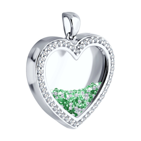 Серебряная подвеска с лейкосапфирами и фианитами «Сердце»