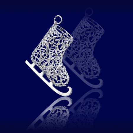 Серебряная елочная игрушка «Валенок»