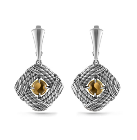 Серьги из серебра с кварцем «Крепко»