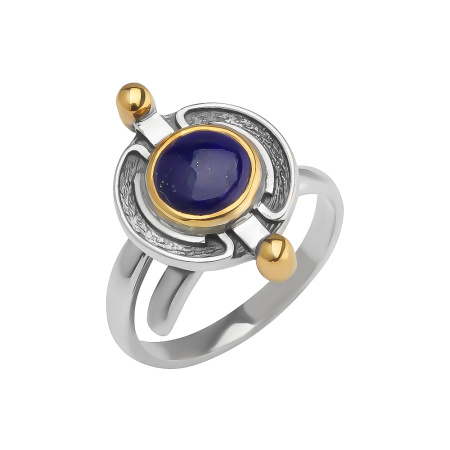 Кольцо из серебра с лазуритом в позолоте