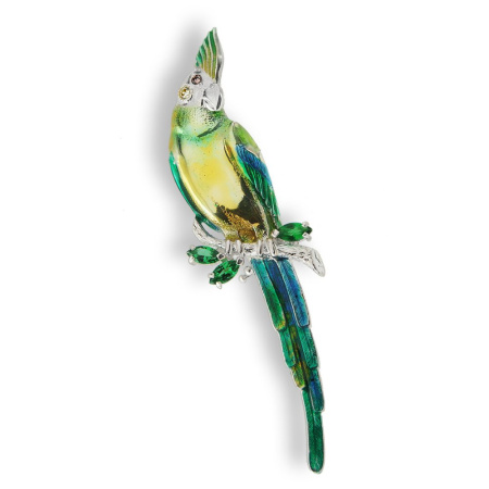 Серебряная брошь «Попугай»