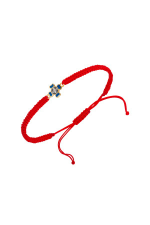 Браслет красная нить с эмалью и позолотой