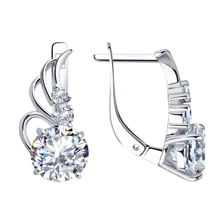 Серьги из серебра с фианитами