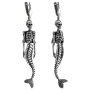 Серьги серебро 925 скелет русалки череп длинные