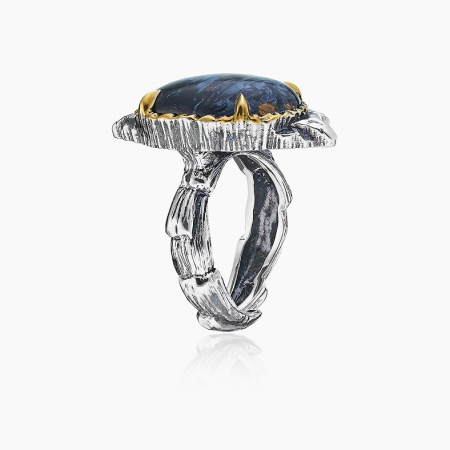 Серебряное кольцо «Таинственная Галактика» с петерситом