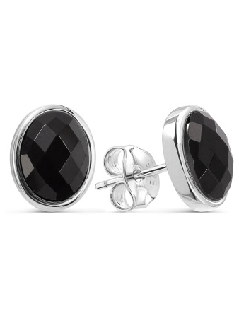 Серебряные серьги с черным ониксом