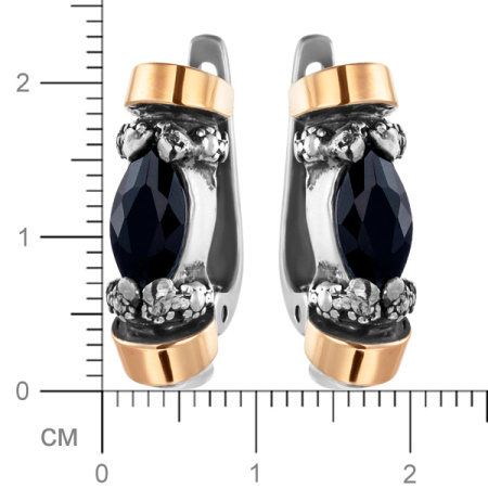 Серебряные серьги с черным фианитом