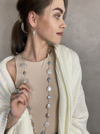 Колье сотуар из серебра с барочным жемчугом