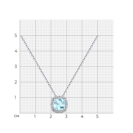 Колье из серебра с топазом и фианитами