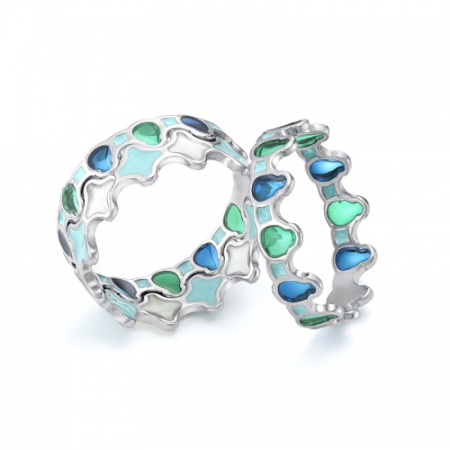 Сет серебряных колец с витражной эмалью