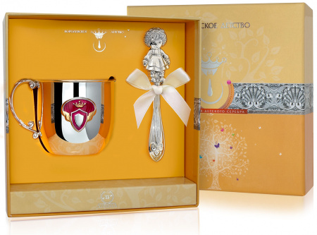 Серебряный набор «Принцесса» кружка и погремушка