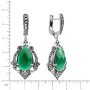 Серебряные серьги с зеленым агатом и марказитами Swarovski