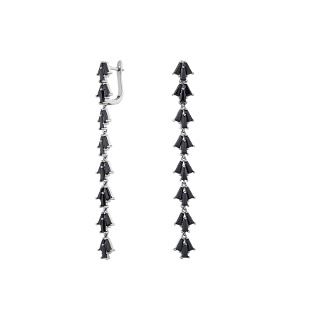 Серьги с черными фианитами