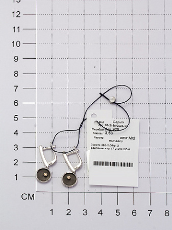 Серебряные серьги «Дуэт» с чернением и бриллиантом