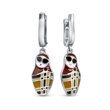 Серьги из серебра с эмалью «Матрешка»