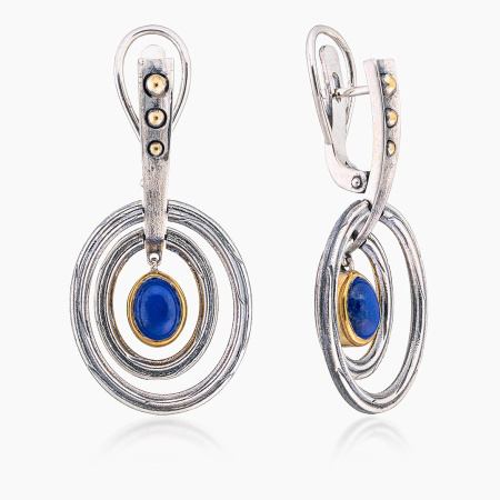Серьги из серебра с камнем лазурит