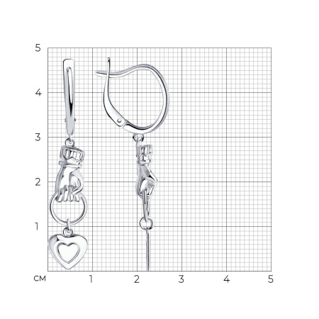 Серьги из серебра «Рука»