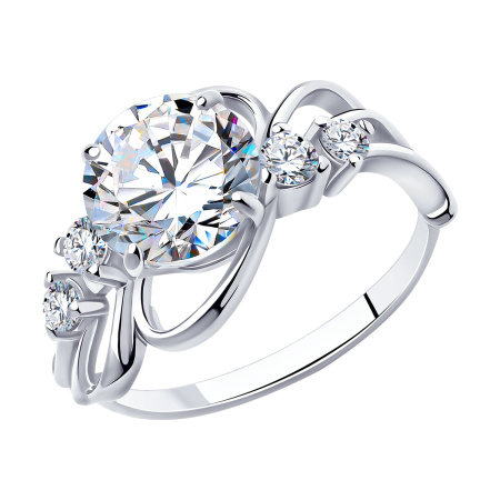 Кольцо из серебра с фианитами