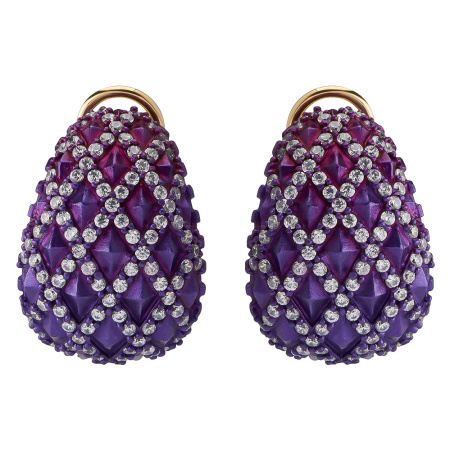 Серьги из алюминия и серебра с фианитами в позолоте