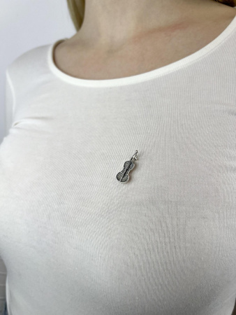 Серебряная брошь «Скрипка»