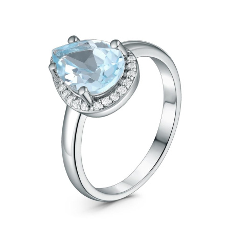 Серебряное кольцо с топазом и кубическим цирконием