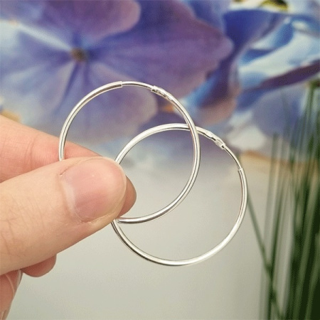 Серебряные серьги кольца 3 см