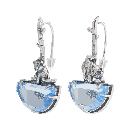 Серьги из серебра с перунитом «Озеро надежды»