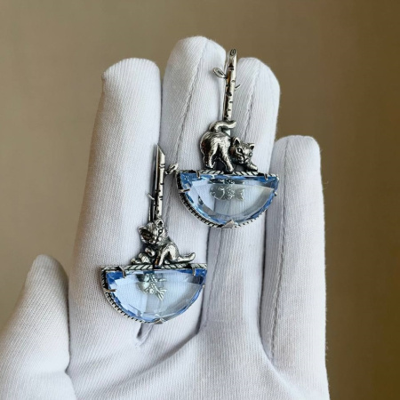 Серьги из серебра с перунитом «Озеро надежды»