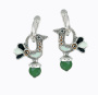 Серьги из серебра с эмалью «Птицы» с авантюрином
