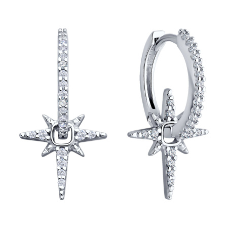 Серьги из серебра с фианитами