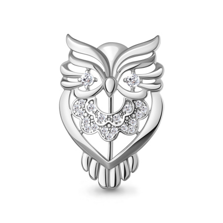 Серебряная брошь с фианитами «Сова»