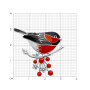 Брошь из серебра с фианитами и эмалью «Снегирь»