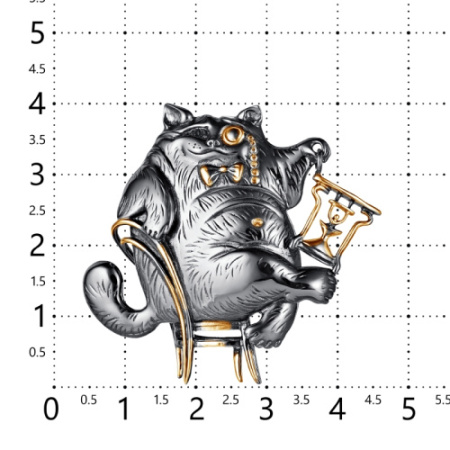 Брошь из серебра «Обаятельный Кот Бегемот»