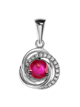 Подвеска из серебра с натуральным рубином
