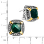 Серебряные серьги с зеленым агатом, марказитами Swarovski и позолотой