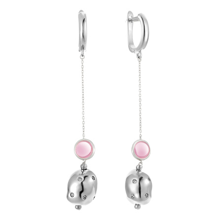 Серебряные серьги с ситаллом и фианитами