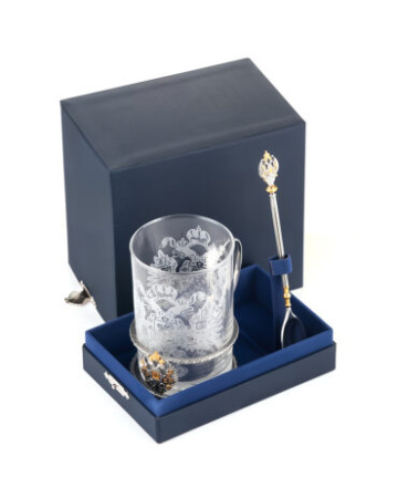 Подстаканник «Символ» из серебра с ложкой