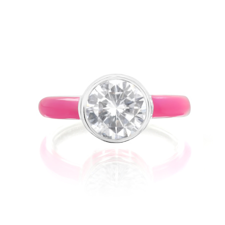 Кольцо из серебра с фианитом и светоотражающей эмалью